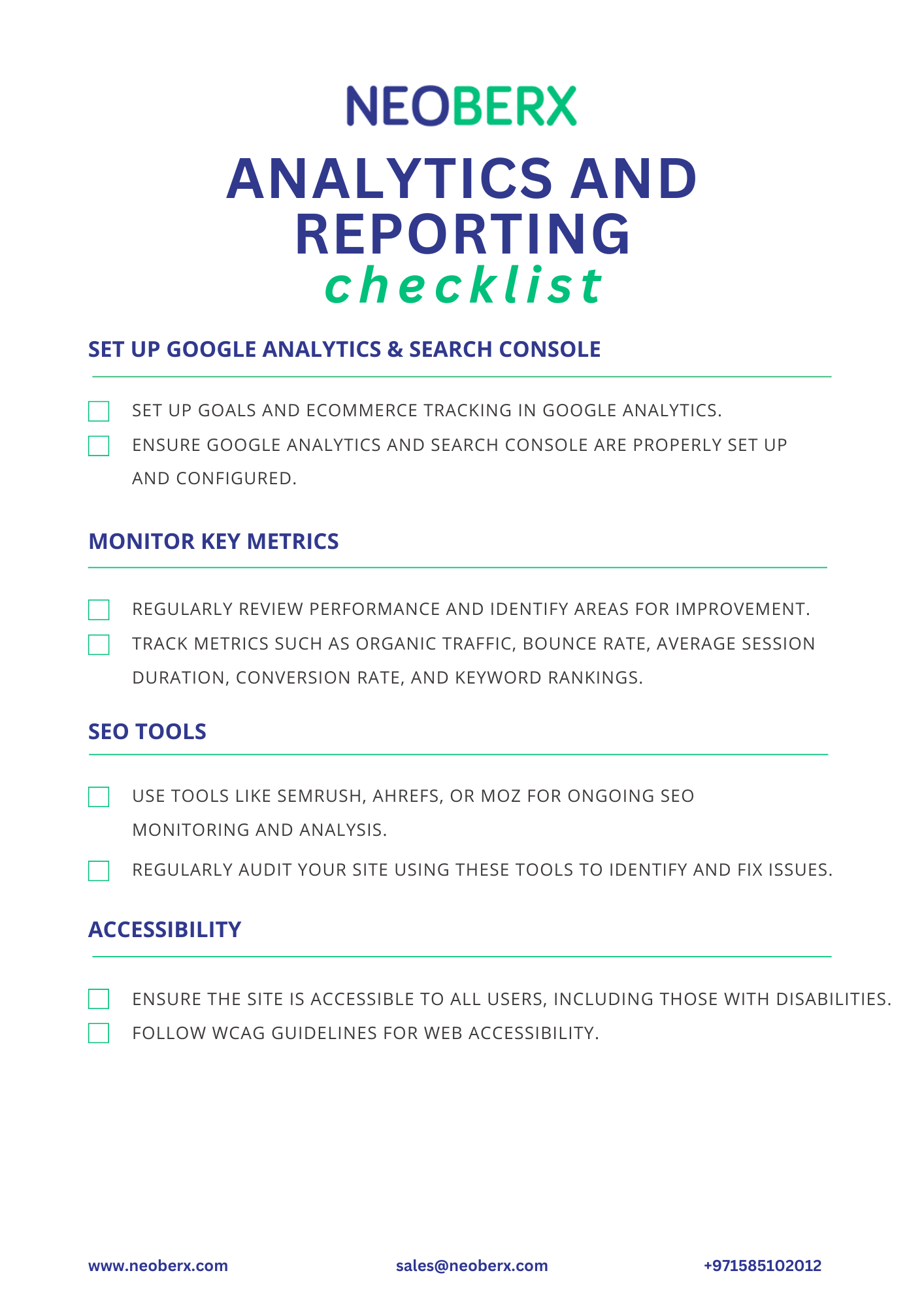 SEO Analytics & Reporting Checklist